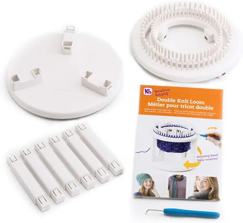Miniatura 3 de Telar doble Authentic Knitting Board, giratorio y blanco
