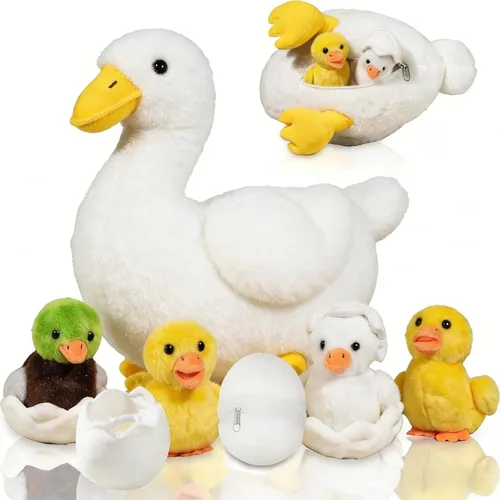 Miniatura 10 de 4 Piezas de Animales de Peluche de Águila Calva a Granel Grande Mamá Águila de Peluche con 3 Lindos Bebés Juguetes de Peluche de Águila Peluches