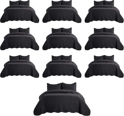 Miniatura 19 de MOONLIGHT20015 Paquete de 8 Colchas Tamaño King para Cama (106" x 96") - Venta al Por Mayor para Hoteles, Dormitorios de Huéspedes y Airbnbs - Gris