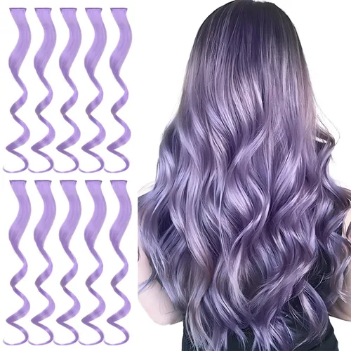Miniatura 14 de Sofeiyan 10 extensiones de cabello sintético lacio de colores con clip de 22 pulgadas, para mujeres, niños y niñas, para Halloween, Navidad