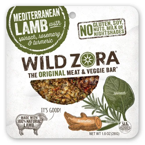 Miniatura 11 de Wild Zora Barritas de carne y verduras, cordero mediterráneo, paquete de 8, 100% cordero alimentado con hierba, aperitivos paleo saludables