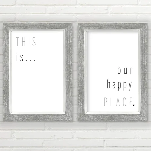 This Is Our Happy Place Sign (11x17 inch Unframed Farmhouse Prints, Farmhouse Decor, Minimalist Print, Great Gift, 2 Unframed 11x17 inch Art Prints)