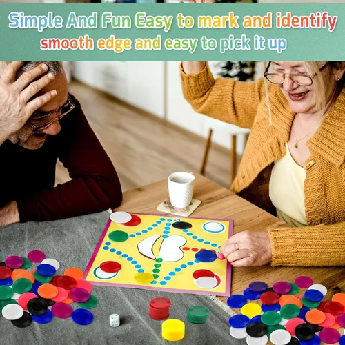 Miniatura 5 de Coopay 500 fichas de póquer de plástico de 10 colores, fichas de bingo de 1 pulgada, contadores de aprendizaje a granel, juegos de cartas de póquer