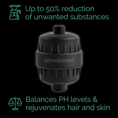 Miniatura 2 de Sistema de cabezal de ducha original StoneStream® EcoPower, filtro iónico similar al spa para suavizar el agua, aumentar la presión y ahorrar agua