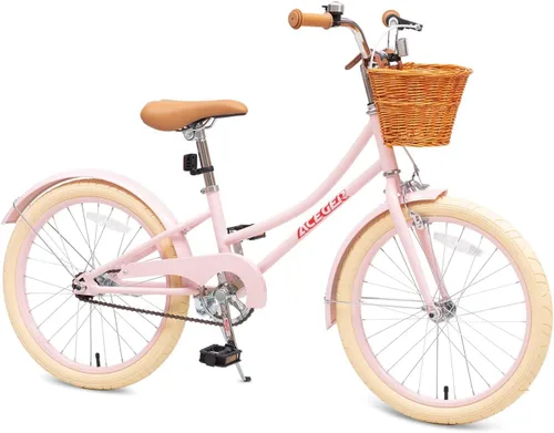 Miniatura 8 de ACEGER Bicicleta para niñas con canasta, bicicleta para niños de 3 a 13 años, incluye freno de contrapedal y freno de pinza, 14, 16, 18 pulgadas