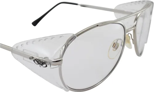 Miniatura 6 de Global Vision Gafas de seguridad de aviador transparente UV400 con lente de policarbonato brillante, marco de metal plateado con protectores
