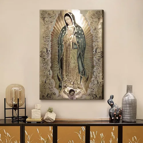 Miniatura 7 de Lienzo decorativo grande con marco de Nuestra Señora de Guadalupe Retrato de la Virgen María, arte de pared Virgen De Guadalupe Cuadros De La Virgen