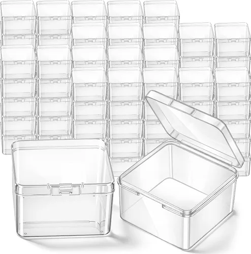 Miniatura 9 de SATINIOR 100 Piezas Cajas de Almacenamiento de Perlas de Plástico Transparente Cajas Pequeñas Claras con Tapa con Bisagras Estuche de Plástico