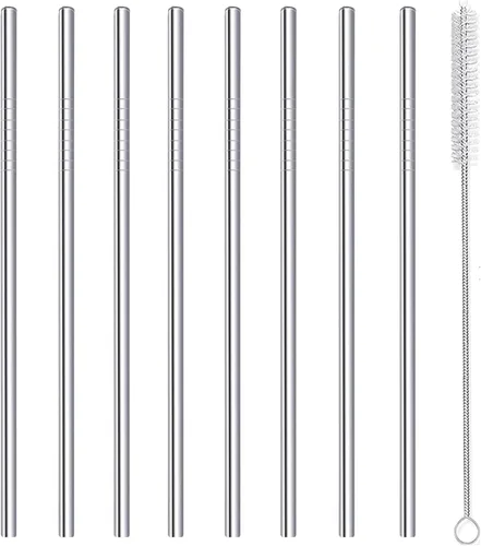 Miniatura 14 de Pajitas de Cóctel Cortas de Acero Inoxidable de 6 Pulgadas, Juego de Pajitas de Bar Pequeñas Mini de Metal Reutilizables con Cepillo Limpiador