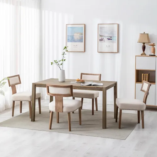 Miniatura 24 de BESTANO Juego de 2 sillas de comedor de ratán, modernas sillas de comedor de madera negra de mediados de siglo, sillas de comedor tapizadas de tela