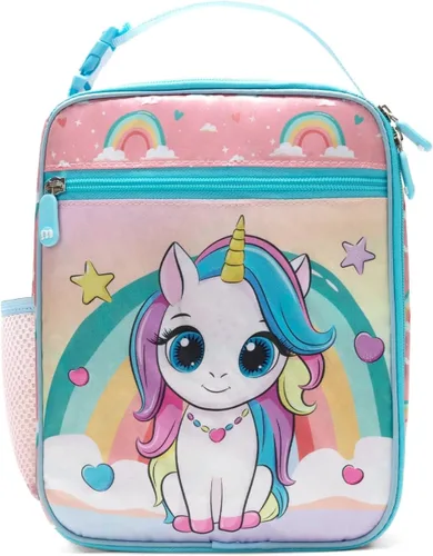 Miniatura 16 de MEXS Lonchera para niños, con dije de bricolaje y bolsas de almuerzo aisladas para niños y niñas, bolsa de almuerzo para la escuela, picnic con Azul