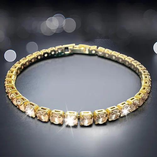 Miniatura 9 de Pulseras de oro para mujer - 4 piezas/3 piezas, juego de pulseras de tenis de 18K de oro chapado, elegantes pulseras de oro no manchadas de acero