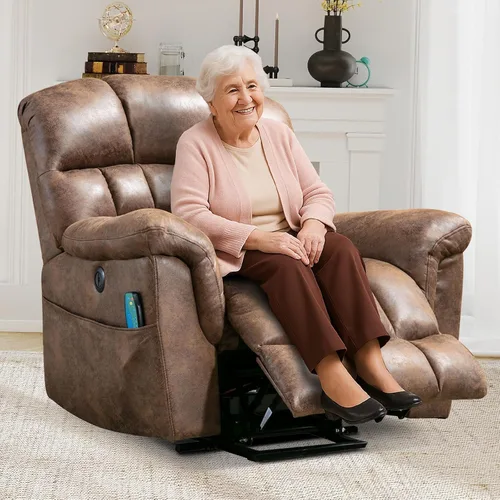 Miniatura 9 de HAOMARKETS Sillón reclinable de elevación eléctrica de gran tamaño con masaje y calor para personas mayores, silla reclinable de elevación eléctrica