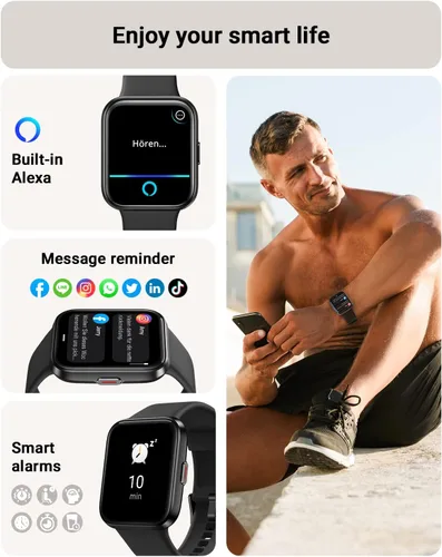 Miniatura 3 de Tensky Reloj inteligente para hombres/mujeres, Android, iPhone/Samsung, Alexa integrado, pantalla táctil de 1.8 pulgadas, rastreador de actividad
