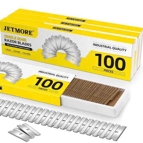 Miniatura 9 de JETMORE Paquete de 100 cuchillas de afeitar de un solo filo, cuchillas afiladas envueltas individualmente, repuestos de acero de alto carbono