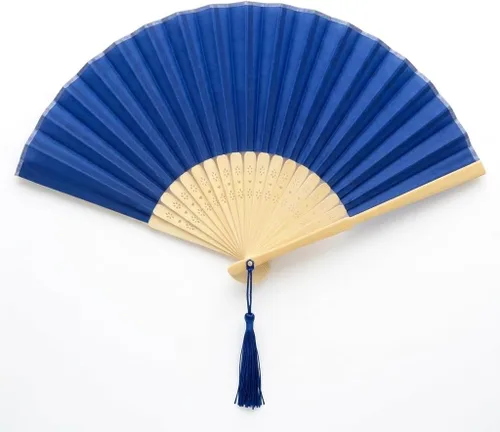 Miniatura 9 de Abanico de mano plegable de mano de tela con borla de grado A, varillas de bambú para mujeres y niñas, fiesta de verano, eventos, cumpleaños, boda