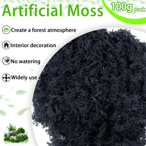 Miniatura 2 de Musgo falso de 3.5 onzas para plantas de interior, musgo negro artificial realista preservado para manualidades, musgo de reno para centros de mesa