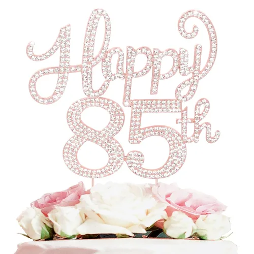 Miniatura 56 de LASKYER Decoración de feliz cumpleaños número 10, decoración de pastel de diamantes de imitación dorados de 10º cumpleaños – Letrero de metal