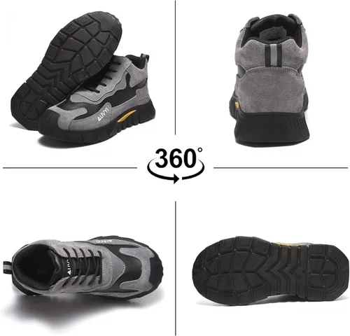Miniatura 6 de AUVYI Botas de trabajo con punta de acero para hombres – Zapatos de seguridad cómodos y duraderos a prueba de chispas, botas de construcción