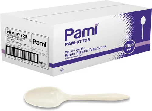 Miniatura 7 de PAMI Tenedores de plástico desechables de peso medio, 1000 unidades, color blanco