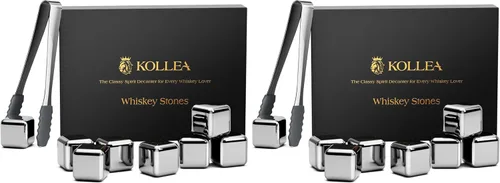 Miniatura 7 de Kollea Piedras de whisky de Navidad, 8 paquetes de rocas de whisky de acero inoxidable, cubo de hielo reutilizable para beber, regalo de cumpleaños