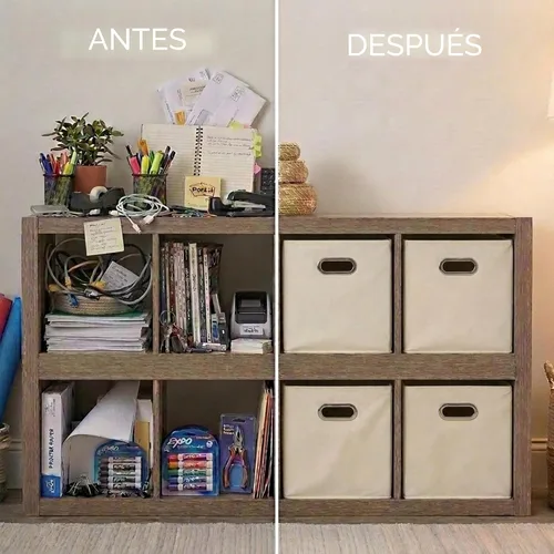 Miniatura 5 de Household Essentials Cubos de Almacenamiento de Tela Plegables Paquete de 6 – 11x11x11 Contenedores No Tejidos Apilables con Lados de Cartón