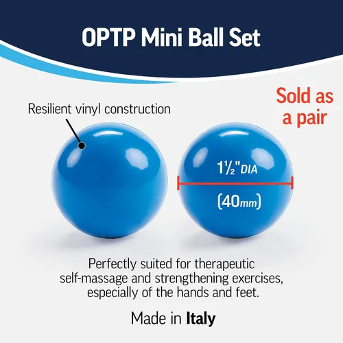 Miniatura 3 de OPTP Mini bolas – Juego de bolas de auto-masaje rellenas de aire de vinilo (2 piezas) para terapia de manos y pies, pequeñas bolas de terapia