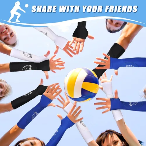 Miniatura 5 de Yinder 3 pares de mangas deportivas de voleibol para jóvenes voleibol muñequera protección almohadillas y agujero para el pulgar