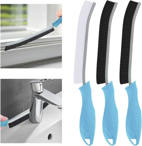 Miniatura 18 de TQRR 3 piezas cepillo de cerdas duras para limpieza de grietas, cepillo de limpieza, cepillo de limpieza para fregadero de cocina, cepillo para Negro