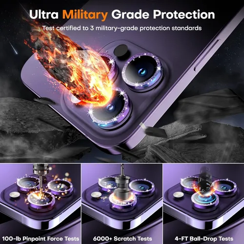 Miniatura 5 de Protector de lente de cámara para iPhone 17 Pro Max/17 Pro/16 Pro Max/16 Pro/15 Pro Max/15 Pro/14 Pro Max/14 Pro, cubierta individual de metal