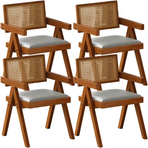 Miniatura 13 de YVYKFZD Juego de sillas de comedor de ratán, sillas de comedor de madera, sillas de cocina con respaldo tejido, sillón tapizado, silla auxiliar