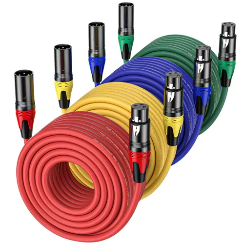 Miniatura 18 de Paquete de 2 cables XLR de 3.3 pies, cable de micrófono equilibrado de alta calidad con cable XLR de 3 pines macho a hembra, negro, cobre puro