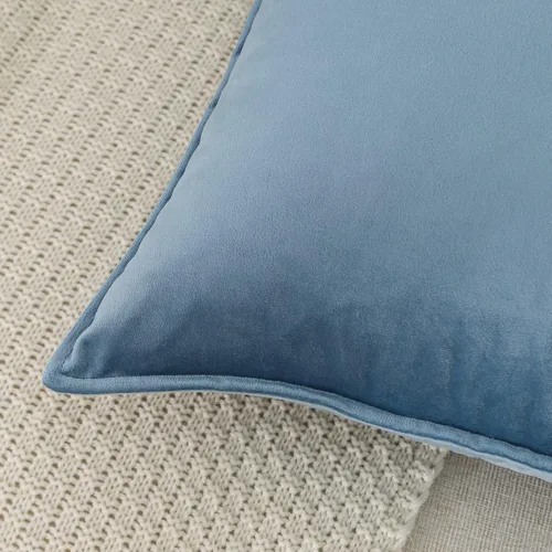 Miniatura 3 de JIAHANNHA Juego de 2 fundas de cojín de terciopelo de color azul piedra de 24 x 24 pulgadas, cuadradas, suaves y decorativas, para sofá, cama, sala