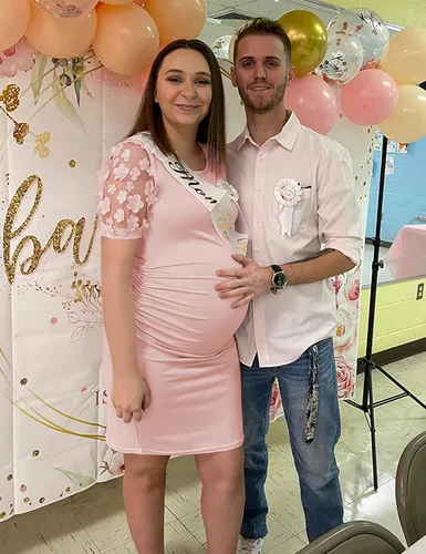 Miniatura 2 de Vestido midi de maternidad de manga larga con malla floral, vestido ajustado de maternidad para baby shower, sesión de fotos