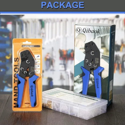 Miniatura 7 de Qibaok - Kit de herramientas de engaste de terminales de cable, crimpadora de cables de trinquete AWG 22-16 (0.5-1.5 mm²) con 500 conectores macho
