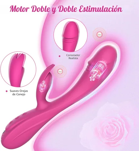 Juguetes sexuales con vibrador de punto G de conejo, 7 x 7 modos de vibración 8.4'' vibradores realistas para parejas consolador anal varita Rosa