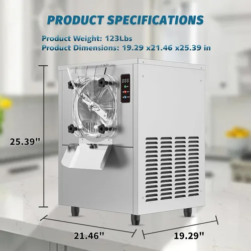 Miniatura 7 de Máquina comercial para hacer helados duros, 1400 W, 110 V, 3 a 4 galones por hora, máquina de helado de gelato con panel LED de limpieza automática