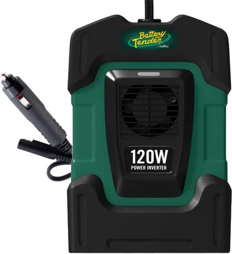 Battery Tender Inversor de corriente de 120 vatios, inversor de coche de 12 voltios CC a 115 voltios de CA con adaptador de coche USB dual de 5
