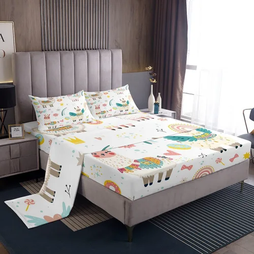 Miniatura 25 de Feelyou Juego de sábanas bajeras de animales salvajes de animales salvajes con dibujos animados, safari salvaje, juego de ropa de cama para niños