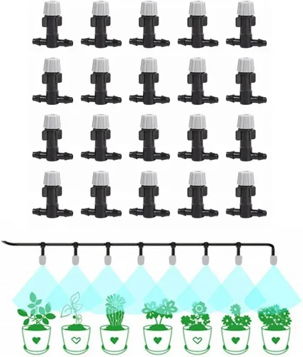 Boquilla de nebulización de plástico, juntas en T para riego por nebulización, sistema de enfriamiento de flores, riego de jardín en casa, 20