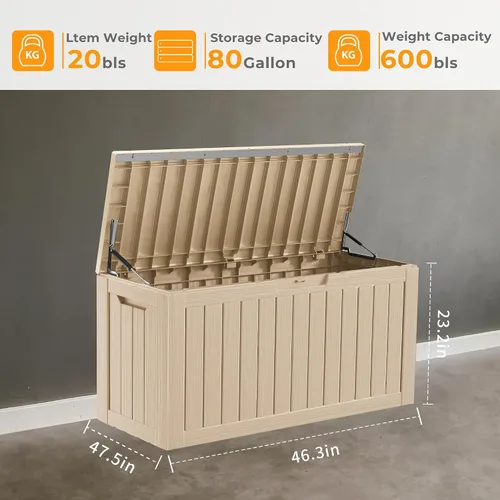 Miniatura 4 de Caja de almacenamiento de resina impermeable para exteriores con cerradura para interiores y exteriores, para cojines de patio, muebles de patio