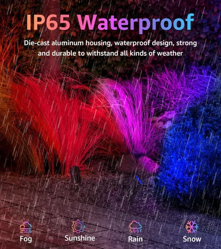 Miniatura 3 de SUNVIE Paquete de 2 focos RGBW para exteriores de 12 W LED que cambian de color con control remoto 120 V RGB iluminación de paisaje luces