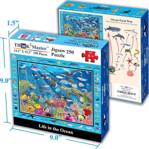 Miniatura 3 de Think2Master Ocean Life - Rompecabezas de 250 piezas. Gran artículo de regalo. 14.2 x 19.3 pulgadas