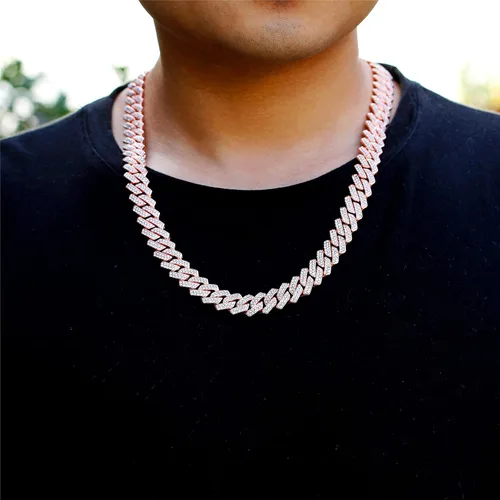 Miniatura 2 de Saintda Cadena de eslabones cubanos para hombres y mujeres, collar cubano de Miami, cadena de diamantes brillantes, joyería de hip hop con caja