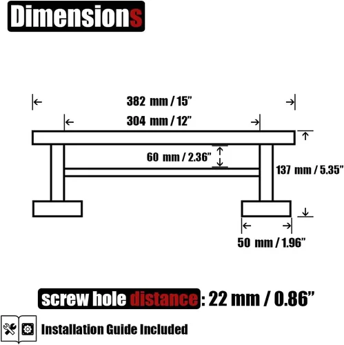Miniatura 2 de JQK Barra Doble para Toallas, 15 Pulgadas de Acero Inoxidable 304 Engrosado 0.8mm Soporte para Toallero para Toallitas y Toallas de Mano de Baño