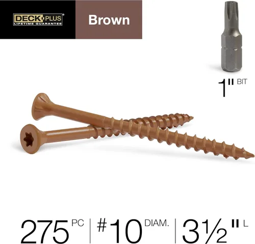 Miniatura 4 de Deck Plus Tornillos para Madera Exterior y Cercas con Revestimiento Epoxi de 3-1/2 Pulgadas #10 x 3-1/2" con Impulsor Torx/Estrella Incluido, Rosca