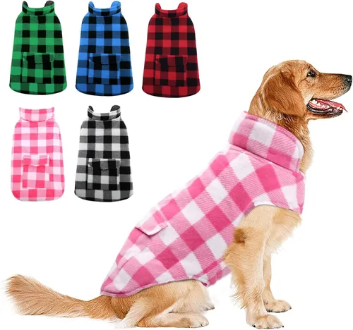 Miniatura 21 de ASENKU - Abrigo de invierno para perros, diseño a cuadros reversible, impermeable, para climas fríos, para perros pequeños, medianos y grandes Rojo