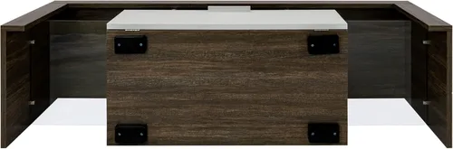 Miniatura 5 de Olela Soporte de TV con luces LED, consola de TV moderna para centro de entretenimiento, armario de TV minimalista de madera con cajón
