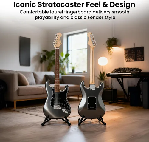 Miniatura 4 de Fender Squier Affinity Stratocaster HSS - Paquete Charcoal Frost Metallic con amplificador Frontman 10G, cable, funda, correa, púas, lecciones
