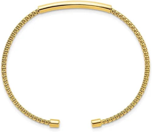 Miniatura 2 de Pulsera de plata de ley 925 chapada en oro pulido y texturizado, Metal, Gema